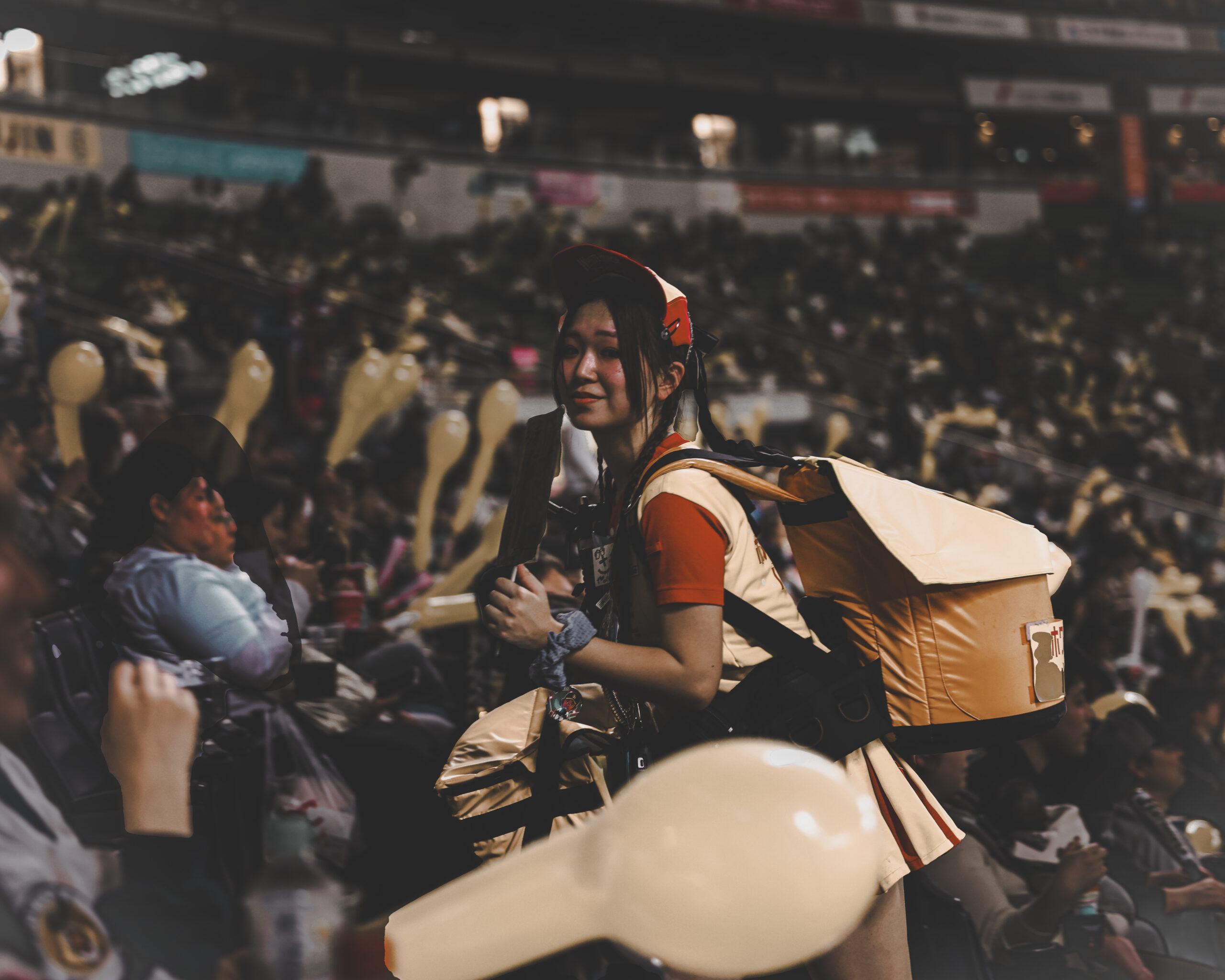 Girl Yellow Selling Beer At Baseball Fukuoka