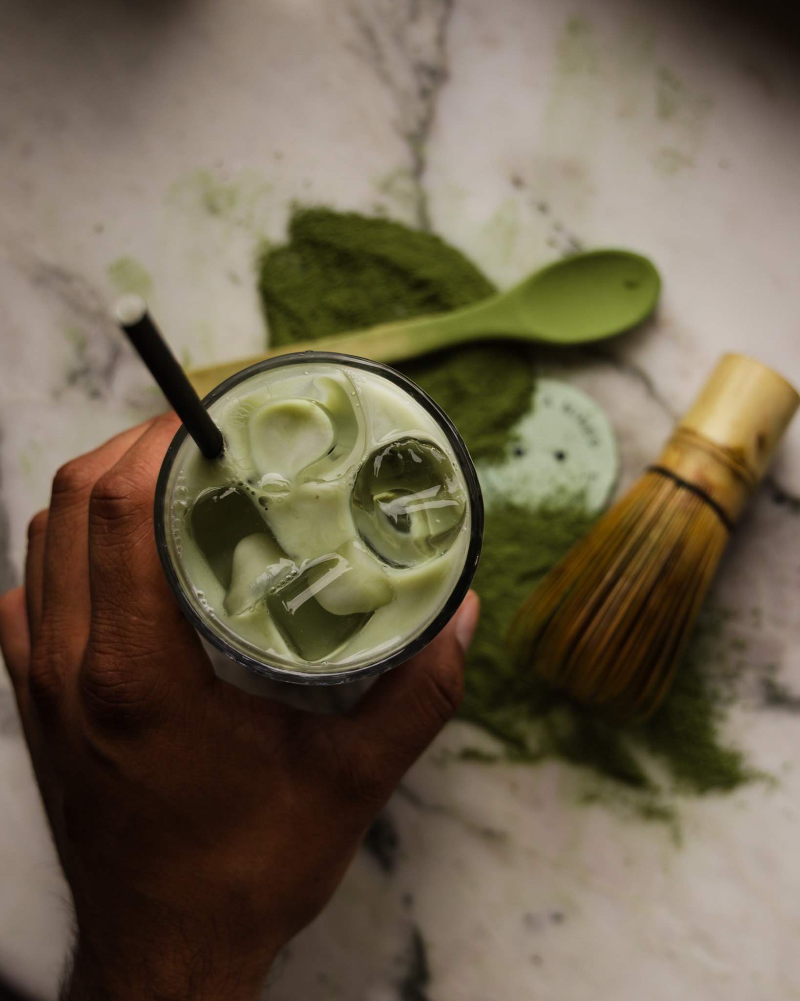 Nines Matcha Above Hand