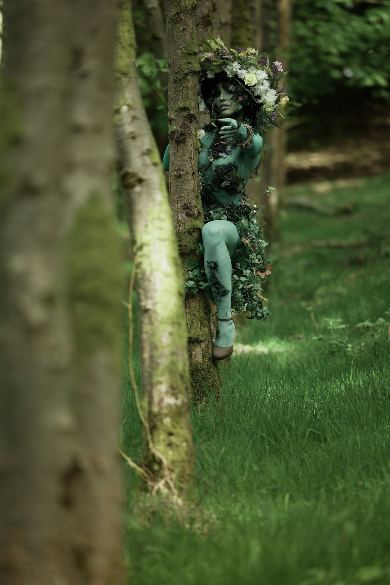 Pixie In Wood Tree Pop Out And Point