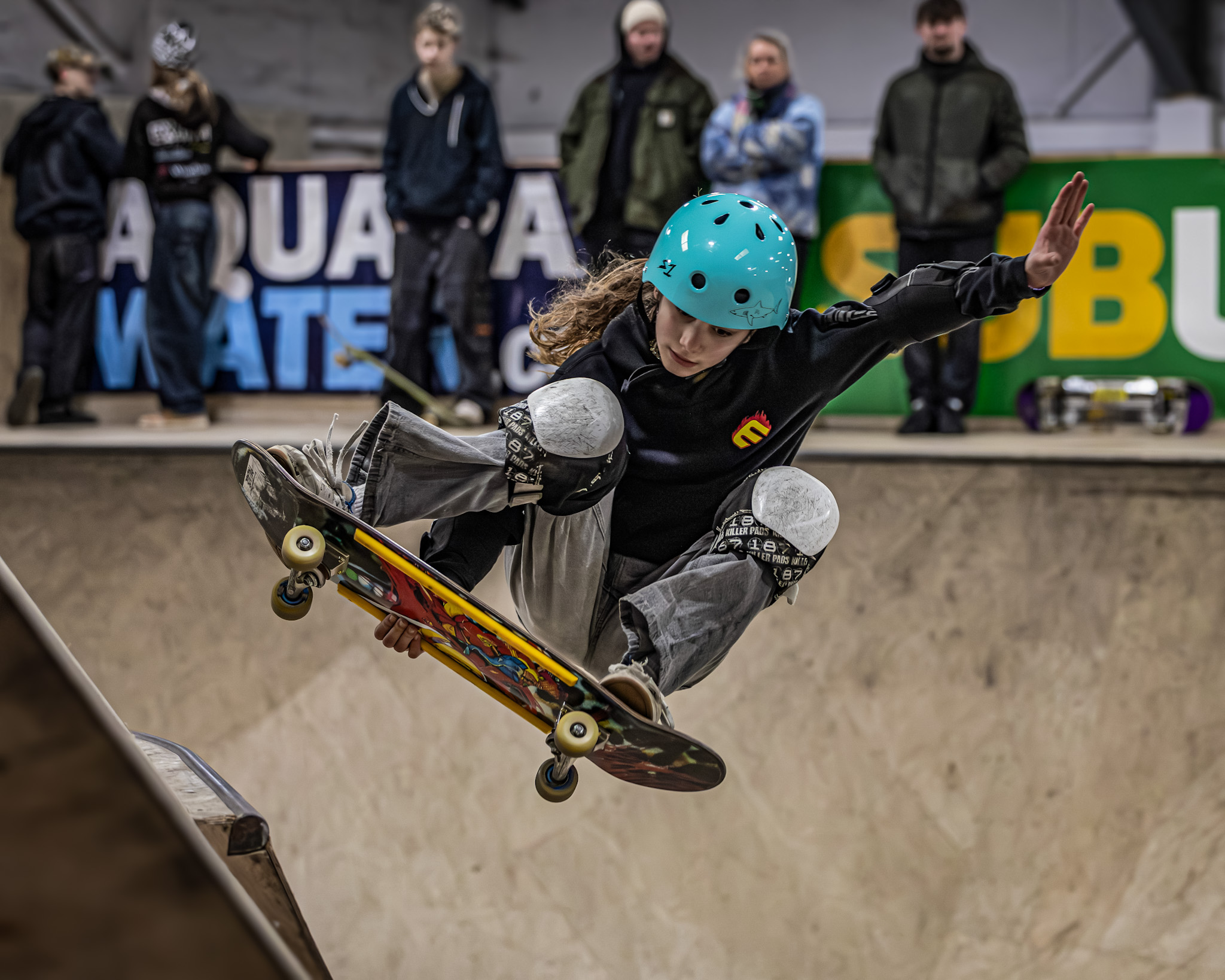Skateboarding Scottish Open Blue Helmet Girl