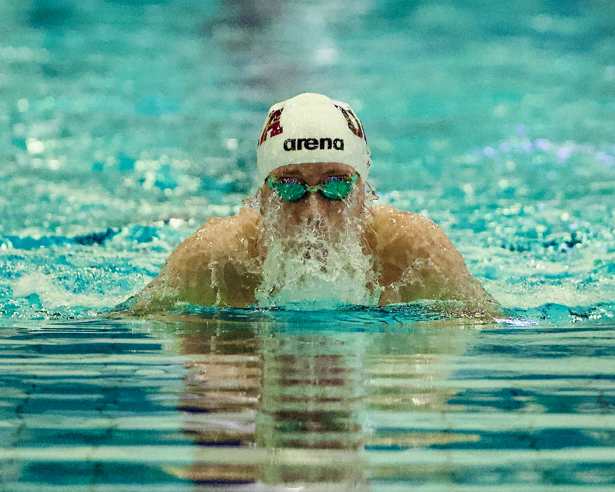 Swimmer Face Waterfall