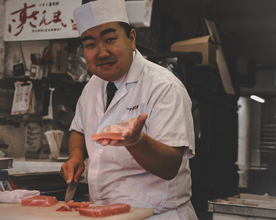 Sushi Chef At Tsukiji Market Tokyo