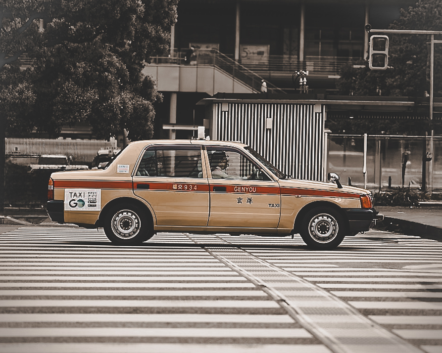Taxi Fukuoka B&w With Colour Pop